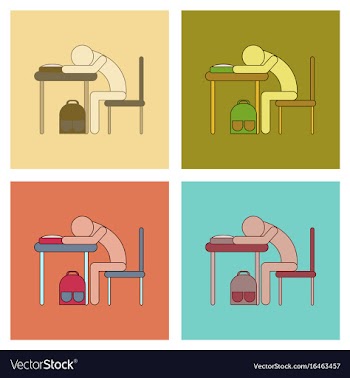 Assembly flat icons student sleeping at the desk vector image