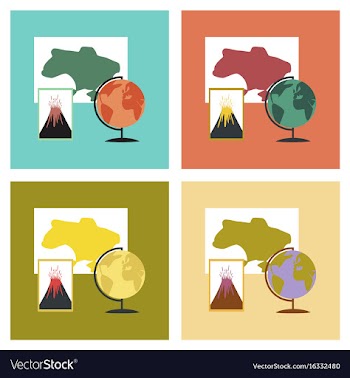 Assembly flat icons subjects of study geography vector image
