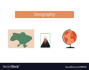 Assembly flat icons subjects of study geography vector image