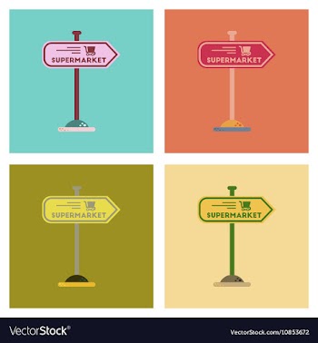 Assembly flat icons supermarket sign vector image