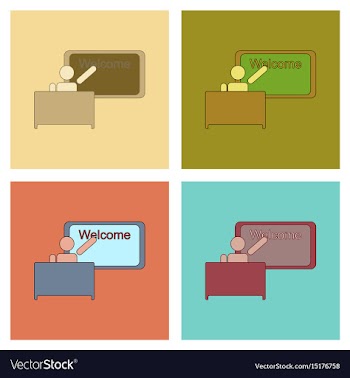 Assembly flat icons table board teacher vector image