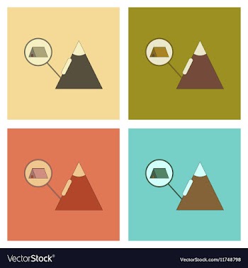Assembly flat icons tent tourists snow avalanche vector image