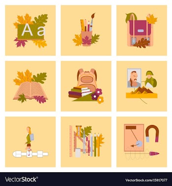 Assembly flat icons the first of september vector image