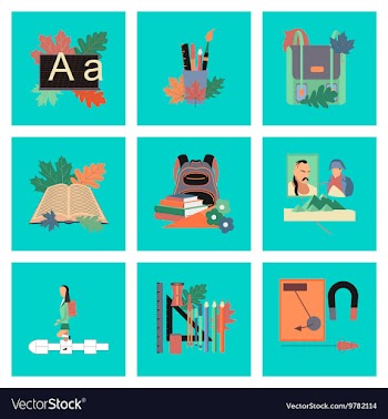 Assembly flat icons the first of september vector image