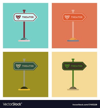 Assembly flat icons theater sign vector image