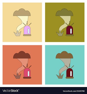 Assembly flat icons tornado alarm lamp vector image