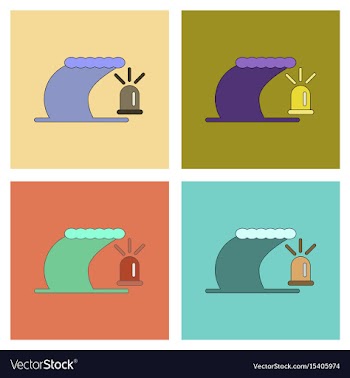 Assembly flat icons tornado alarm lamp vector image