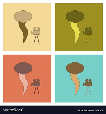 Assembly flat icons tornado camera vector image