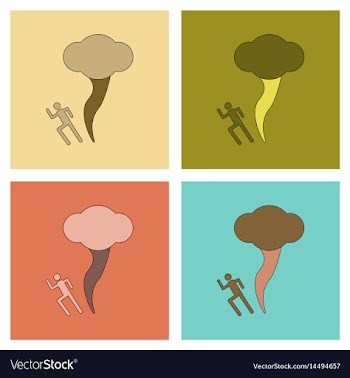 Assembly flat icons tornado human vector image