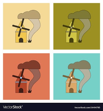 Assembly flat icons tornado mill vector image