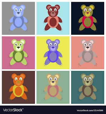 Assembly flat icons toy bear vector image