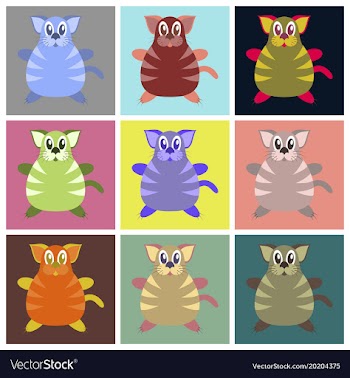 Assembly flat icons toy cat vector image