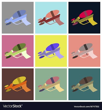 Assembly flat icons toy gun vector image
