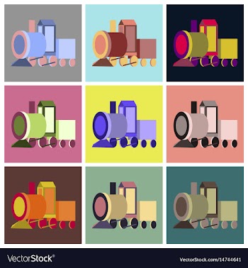 Assembly flat icons toy train vector image