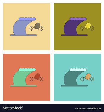 Assembly flat icons tsunami alarming bell vector image