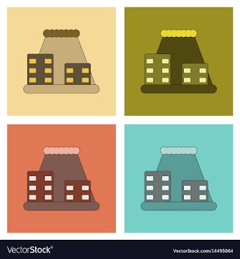 Assembly flat icons tsunami city vector image
