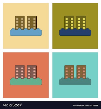 Assembly flat icons tsunami city vector image
