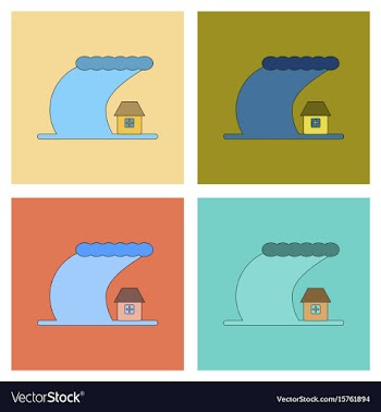 Assembly flat icons tsunami city vector image