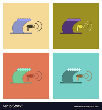Assembly flat icons tsunami loudspeaker vector image