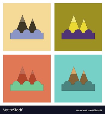 Assembly flat icons tsunami mountains vector image