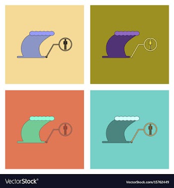 Assembly flat icons tsunami schedule people vector image