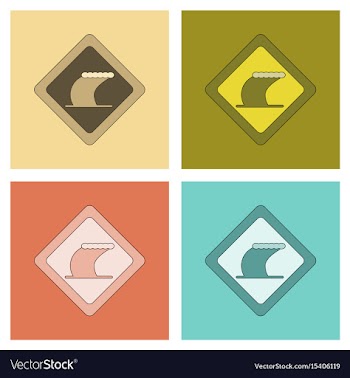 Assembly flat icons tsunami sign vector image