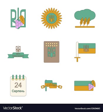 Assembly flat icons ukraine independence day vector image