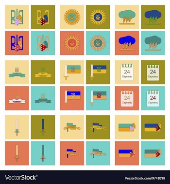 Assembly flat icons Ukraine Independence Day vector image
