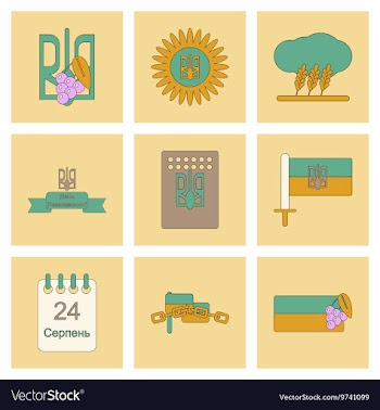 Assembly flat icons Ukraine Independence Day vector image
