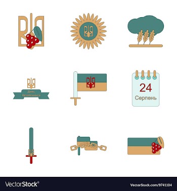 Assembly flat icons Ukraine Independence Day vector image