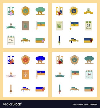 Assembly flat icons ukraines independence day vector image