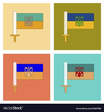 Assembly flat icons ukrainian flag vector image