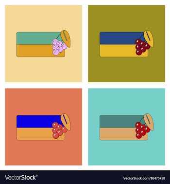 Assembly flat icons ukrainian flag vector image
