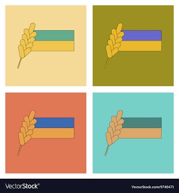 Assembly flat icons Ukrainian flag vector image