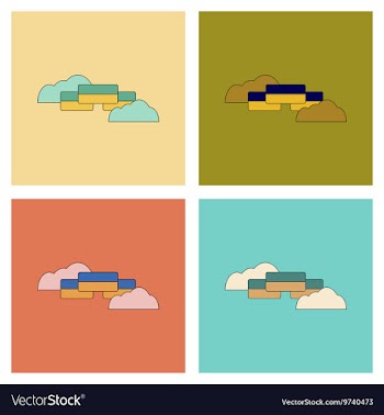 Assembly flat icons Ukrainian flag vector image