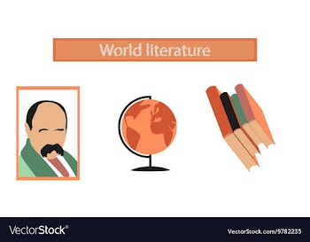 Assembly flat icons Ukrainian literature lesson vector image