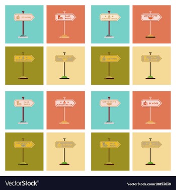 Assembly flat icons University kindergarten school vector image