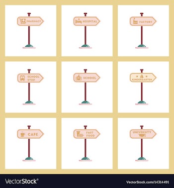 Assembly flat icons university kindergarten school vector image