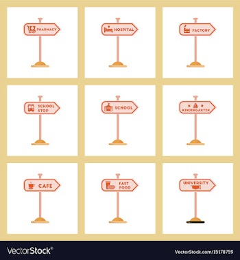 Assembly flat icons university kindergarten school vector image