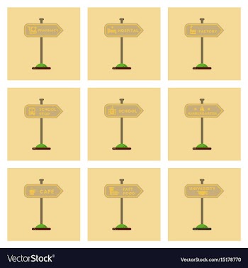 Assembly flat icons university kindergarten school vector image