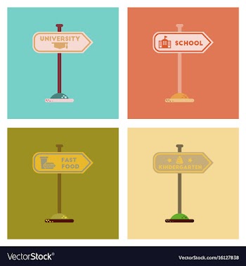 Assembly flat icons university kindergarten school vector image