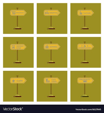 Assembly flat icons university kindergarten school vector image