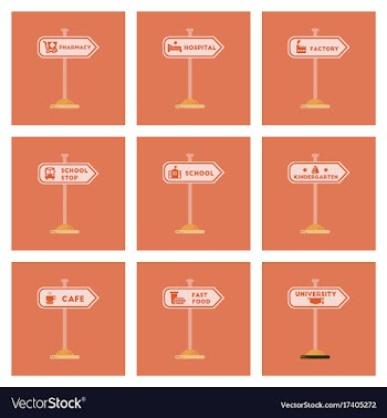 Assembly flat icons university kindergarten vector image