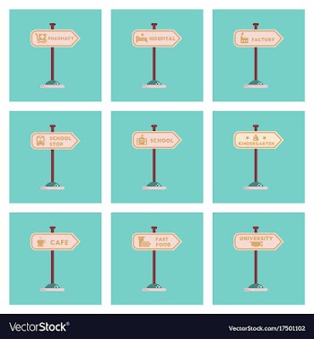 Assembly flat icons university kindergarten vector image