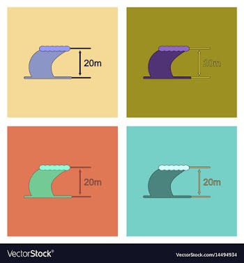 Assembly flat icons wave height vector image
