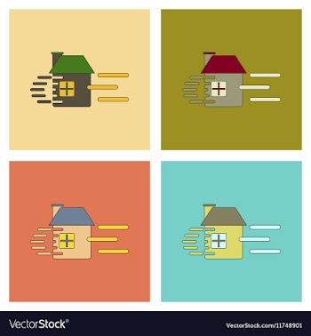 Assembly flat icons wind destroys house vector image