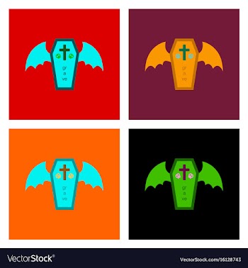 Assembly flat icons wings coffin vector image
