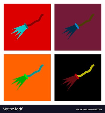 Assembly flat icons witchs broom vector image