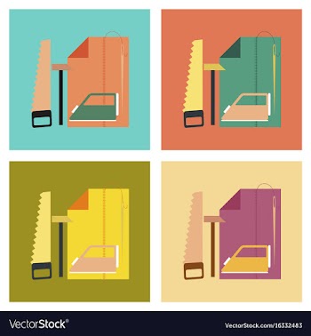 Assembly flat icons work lesson vector image