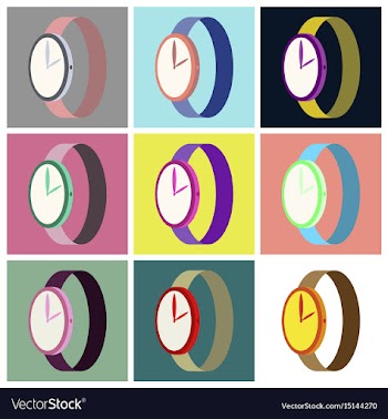 Assembly flat icons wrist watch vector image